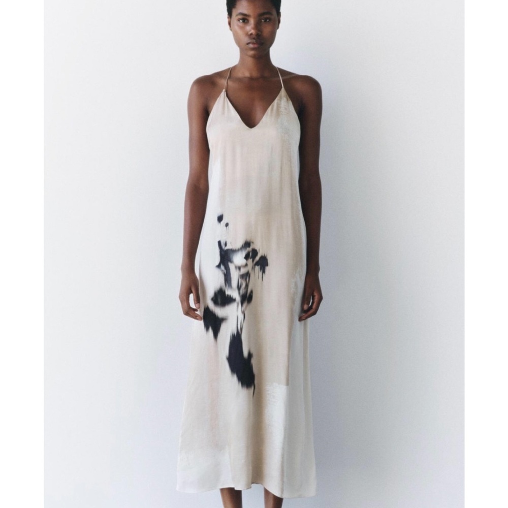 ZARA NWT Elegant Beige and Black Women's Dress - Picture 9 of 12